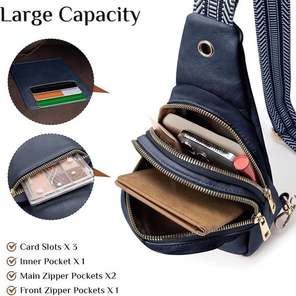 Small Leather Crossbody Sling Bag for Women Travel Fashion Purse - Picture 6 of 7